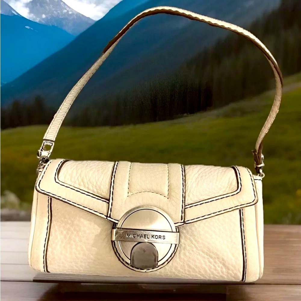 Michael Kors Almond Leather Clutch Handbag Purse